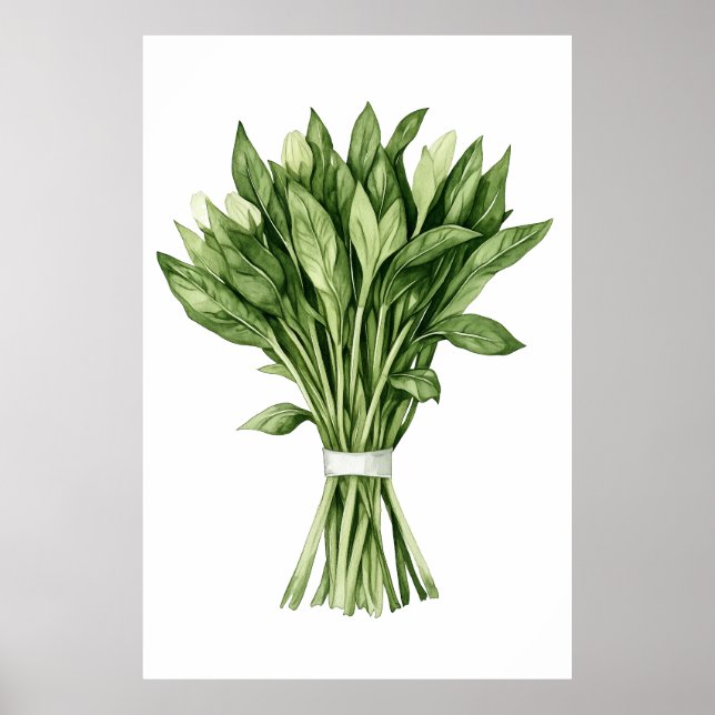 Poster Buquê de Casamento de Cores de Água de Verde Fresc (Frente)