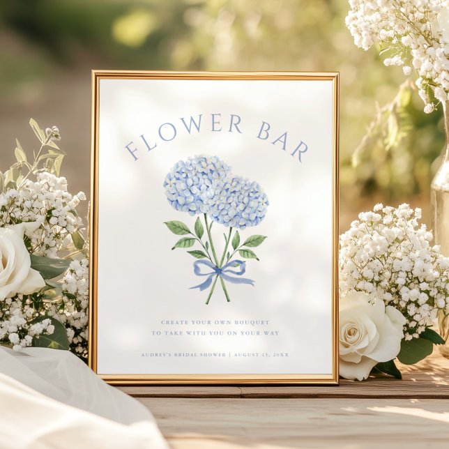 Poster Buquê de Flores Barra de Hortênsias Azuis (Criador carregado)