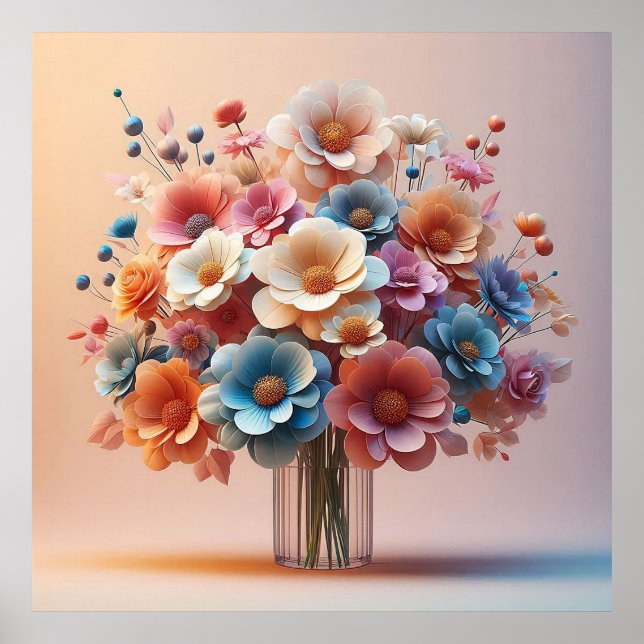 Poster Buquê de flores de papel (Frente)