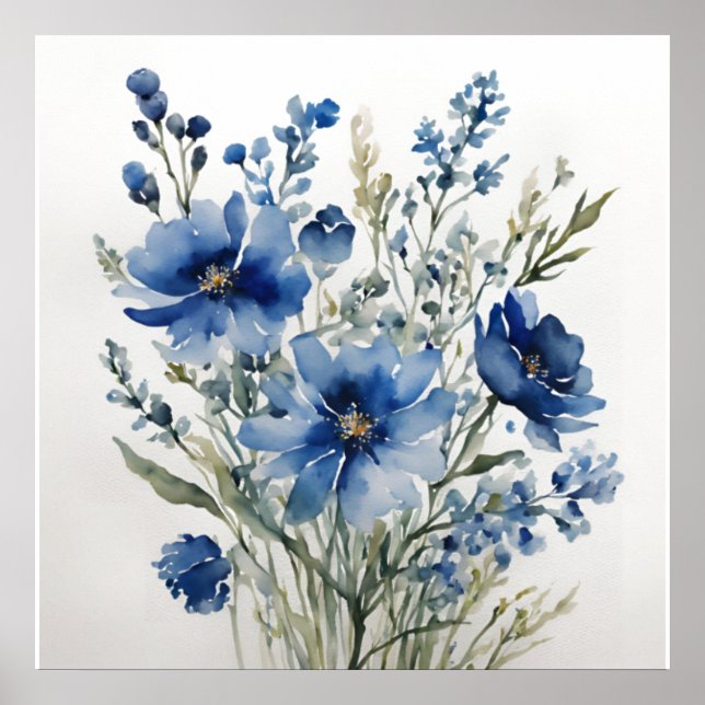 Poster Buquê de Flores Elegante Aquarela (Frente)