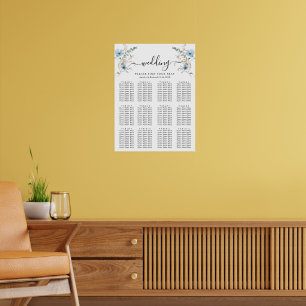 Poster buquê de flores em aquarela azul empoeirado rústic