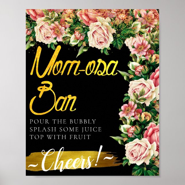 Poster Buquê de Flores Mimosa Elegante Placa de Bar (Frente)