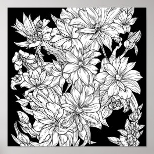 Poster Buquê de Flores Natureza Floral Tinta Colorida Pág