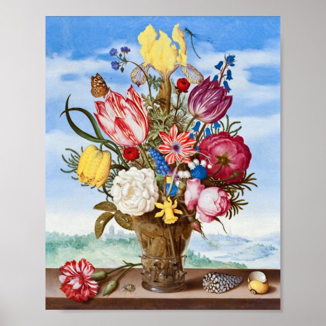 Poster Buquê de Flores num Bordo-Ambrosius Bosschaert (Frente)
