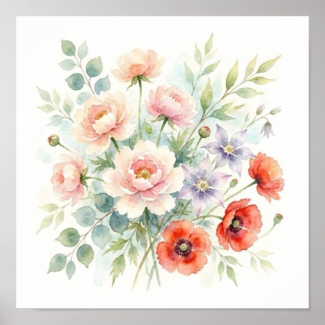 Poster Buquê de Flores Silvestres de Jardim de Campo em A (Frente)