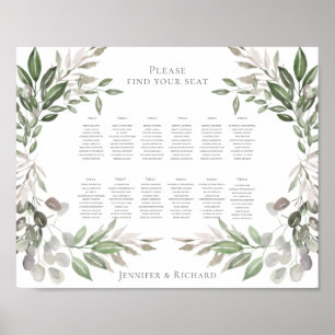 Poster Buquê de Folhagem do Gráfico de Casamento