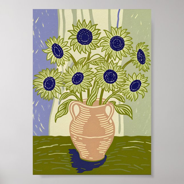 Poster Buquê de Girassóis Rústicos em Vaso de Barro  (Frente)