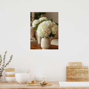 Poster Buquê de Hortênsia Branca em Vaso – Floral Elegant