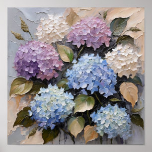 Poster Buquê de Hortênsias Pastel – Floral Texturizada