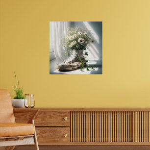 Poster Buquê de margarida em um tênis branco