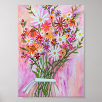 Buquê de margarida na pintura rosa