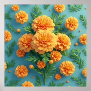 Poster Buquê de Marigold Laranja Vibrante