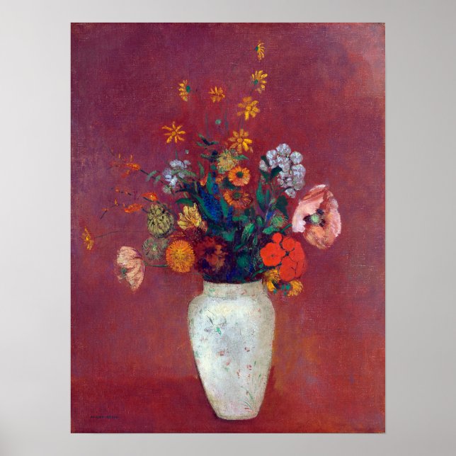 Poster Buquê de Odilon Redon em um vaso chinês (Frente)