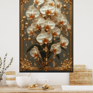 Poster Buquê de Orquídea Branca Elegante