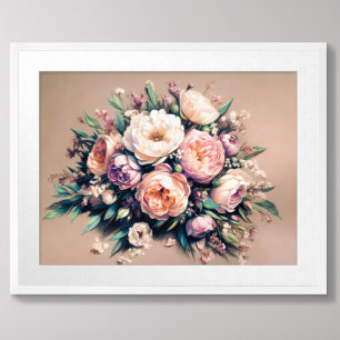 Poster Buquê de Península de Desenho Pastel Rosa