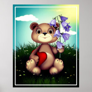 Poster Buquê de retenção do urso Flor-39920