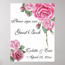Buquê de Rosas Rosa Livro de Visitas de Casamento 