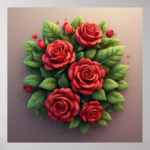 Poster Buquê de Rosas Vermelhas Vibrantes