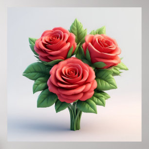 Poster Buquê de Rosas Vermelhas Vibrantes