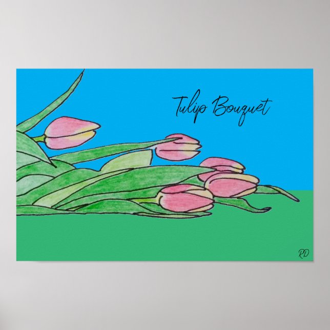 Poster Buquê de Tulipa na Grama (Frente)