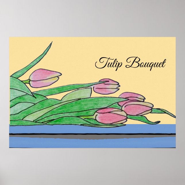 Poster Buquê de Tulipas em uma Mesa (Frente)