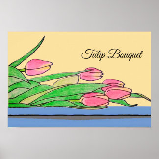 Poster Buquê de Tulipas em uma Mesa
