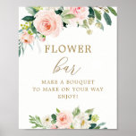 Poster Buquê Flor Elegante Blush Bar Flor<br><div class="desc">Sinal de Bar Flor do Buquê Flor Elegante Blush</div>