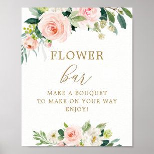 Poster Buquê Flor Elegante Blush Bar Flor