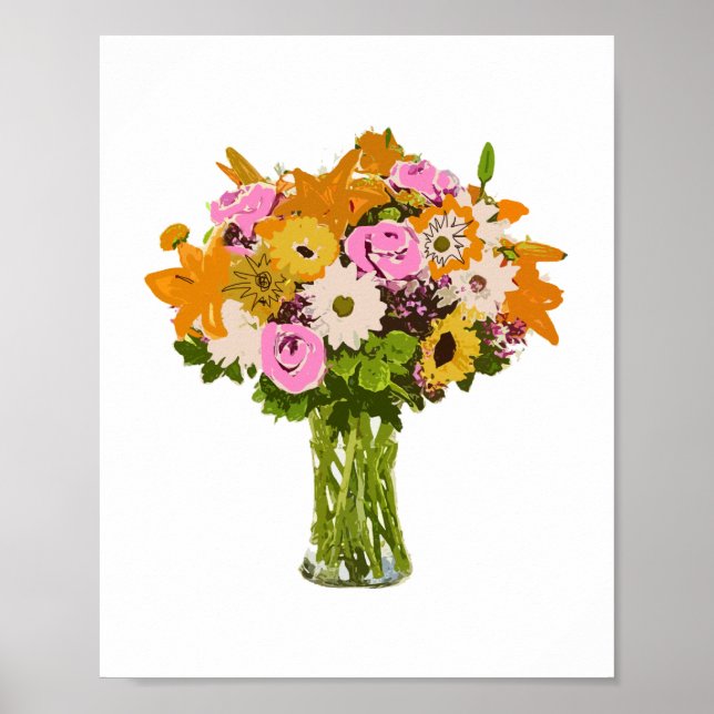 Poster Buquê Flor na Pintura Vase (Frente)