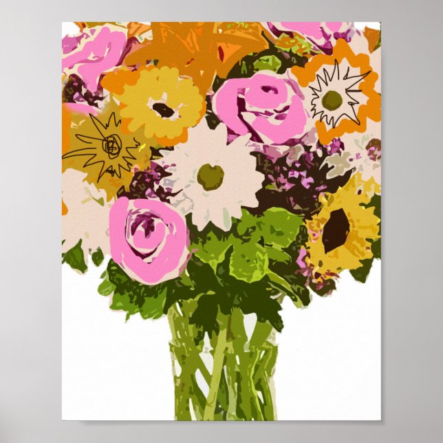 Poster Buquê Flor na Pintura Vase (Frente)