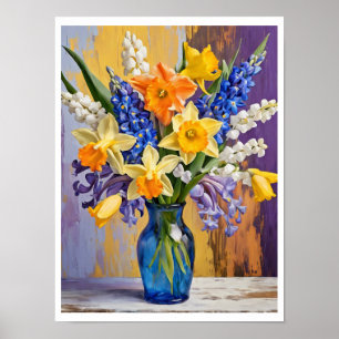 Poster Buquê Floral abstrato Primavera Espadilha Amarela
