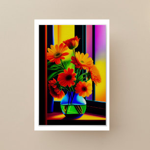 Poster Buquê Floral Artístico a Cores Negrito