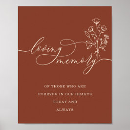 Poster Buquê Floral Botânico de Terracota Lembrança Amoro