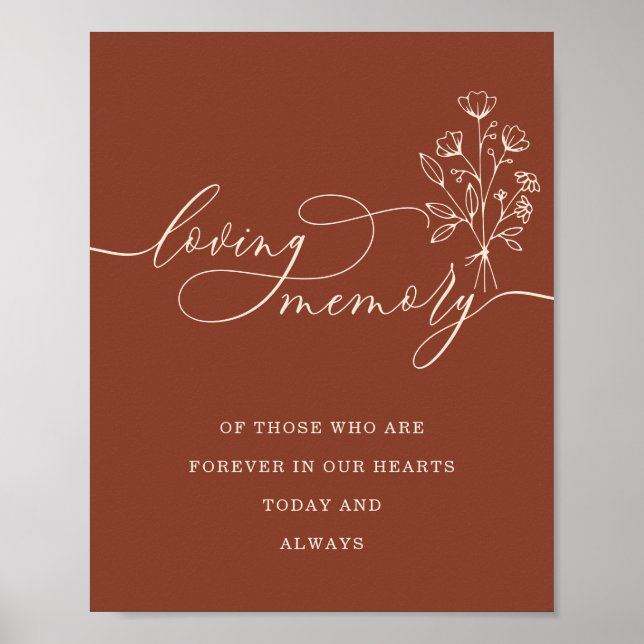 Poster Buquê Floral Botânico de Terracota Lembrança Amoro (Frente)