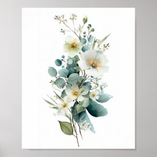 Poster Buquê Floral Branco de Eucalipto