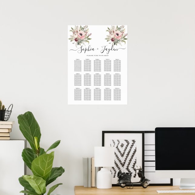 Poster buquê floral em aquarela rústica (Escritório em casa)
