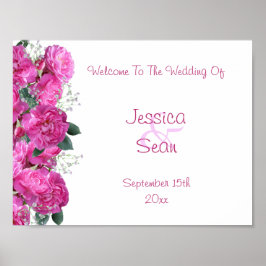 Poster Buquê Floral Romântico Boas-Vindas de Casamento