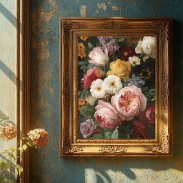 Poster Buquê Floral Romântico Francês Vintage Arte Fina