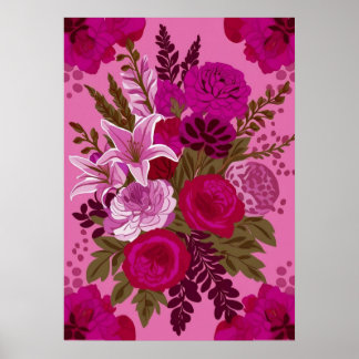 Poster Buquê Floral Rosa Negrito Ar