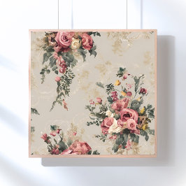 Poster Buquê Floral Vintage Bege Antigo