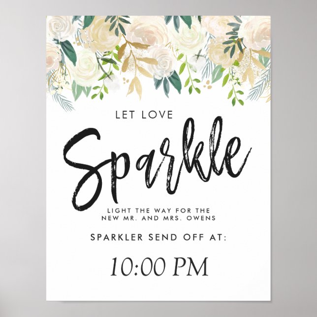 Poster Buquê Rosa Branco | Let Love Sparkle (Frente)