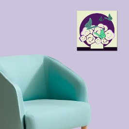 Poster Buquê Roxo Verde e Borboletas Praça