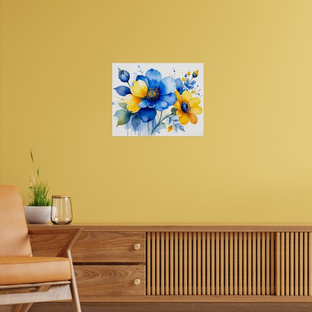 Poster Buquê Vibrante de Aquarela (Sala de Estar 2)