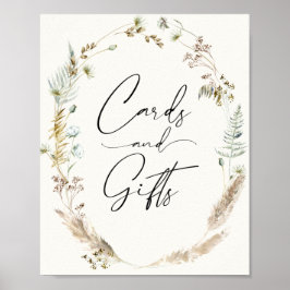 Poster Buquês Secos de Grama Pampas Boho Cartões e Presen