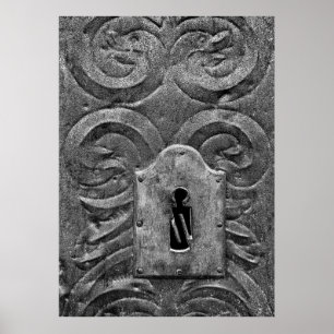 Pôster Buraco da fechadura em porta de metal medieval