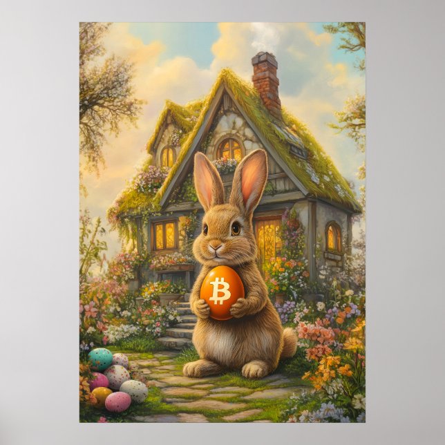 Poster Buraco De Coelho De Casco De Ovos De Bitmoney (Frente)