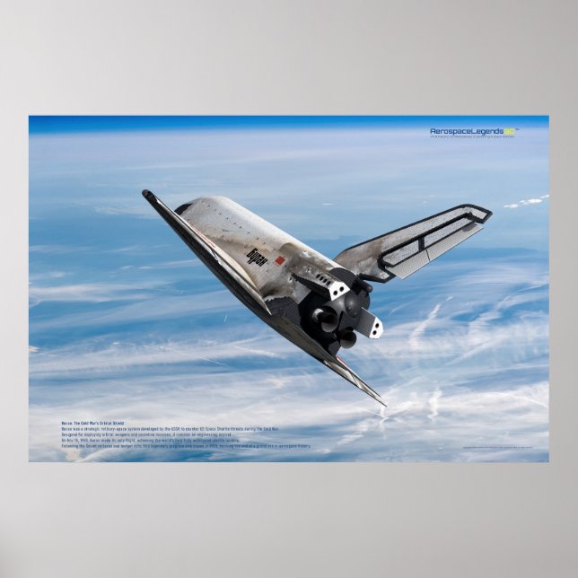 Poster Buran: Lendário Ônibus Espacial Soviético em Vôo (Frente)