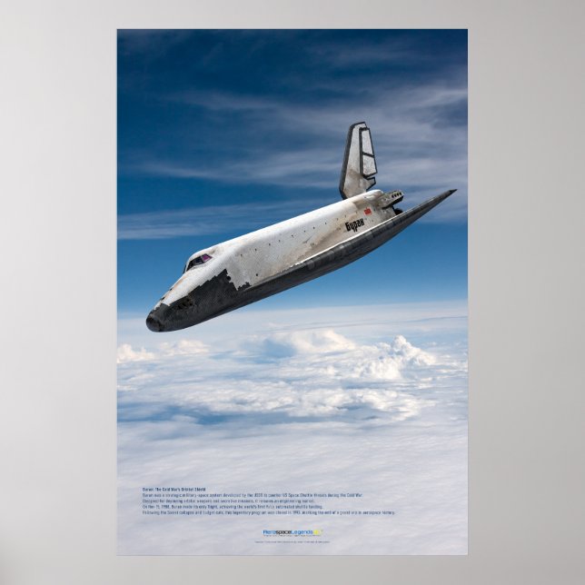 Poster Buran Nave Espacial Descendo Através das Nuvens (Frente)