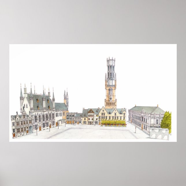Poster Burg Square. Bruges Belgium. (Frente)