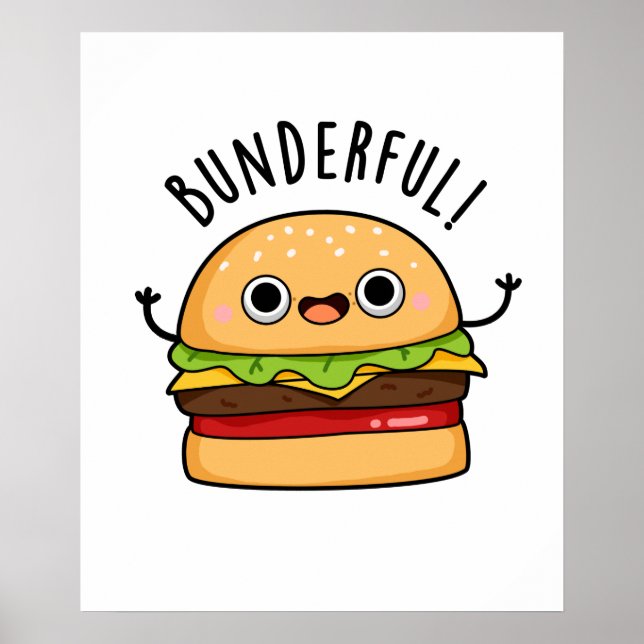 Poster Burger Burger Bun Pun Engraçado (Frente)